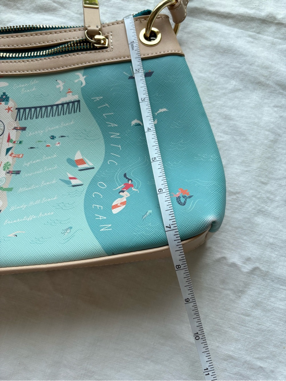 Spartina 449 Myrtle Beach Print Crossbody - Light Blue/Cream - Picture 11 of 14